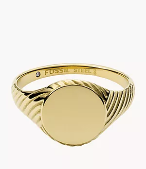 Sadie Vintage Twists Gold-tone Stainless Steel Signet Ring