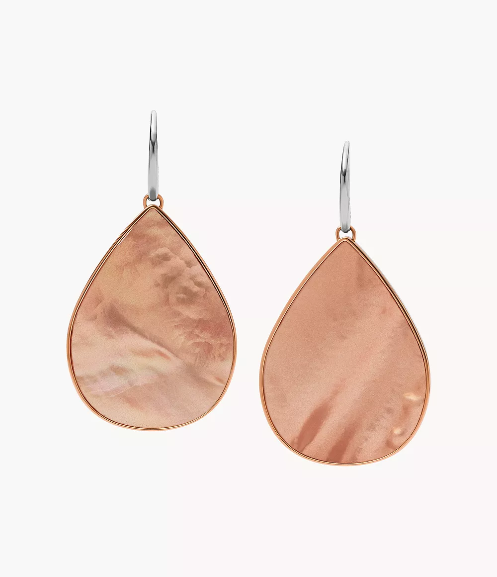 Fossil Femmes Boucles d’oreilles Salted Caramel pendantes en nacre couleur caramel -Doré rose