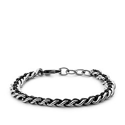 Leather Essentials Black Stainless Steel Chain Bracelet