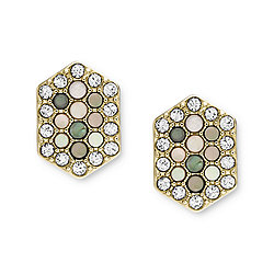 Val Holiday Sparkles Black Mother-of-Pearl Stud Earring