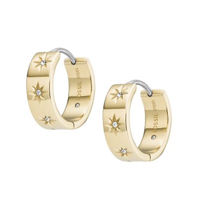 Sadie Shine Bright Gold-Tone Stainless Steel Hoop Earrings