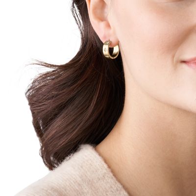 Gold-Tone Stainless Steel Hoop Earrings - JOF00960710 - Fossil