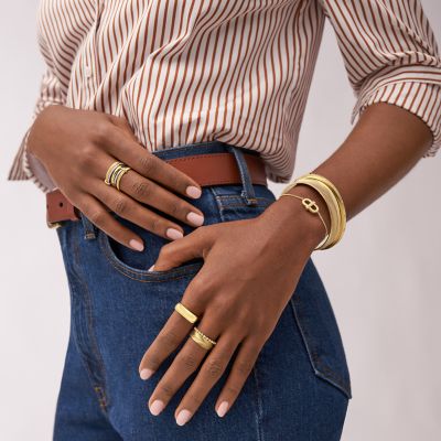 Sadie Shine Bright Gold-Tone Stainless Steel Cuff Bracelet