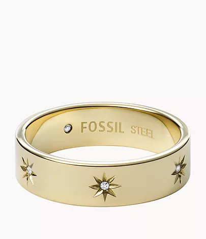 fossil.com | Sutton Shine Bright Gold-Tone Stainless Steel Band Ring