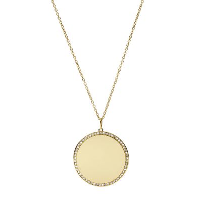 Fossil Women Lane Engravable Gold-Tone Stainless Steel Pendant Necklace