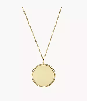 Lane Engravable Gold-Tone Stainless Steel Pendant Necklace
