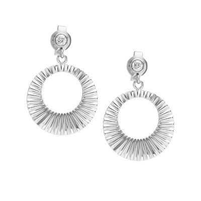 Fossil Women's Sutton Fluted Silver-Tone Stainless Steel Drop Earring - Silver-Tone