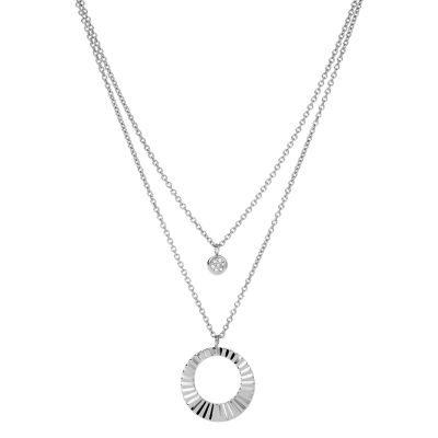 Fossil Women's Sutton Fluted Silver-Tone Stainless Steel Multi Strand Necklace - Silver-Tone