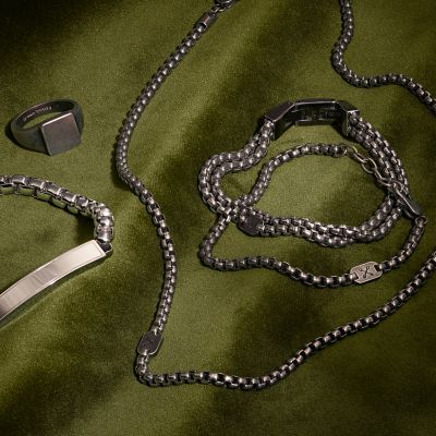 Vintage Casual Adventurer Silver-Tone Stainless Steel Chain 