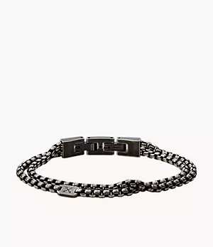 Man's Black Or Brown Genuine Leather Bracelet Twist Chain Stainless Steel 