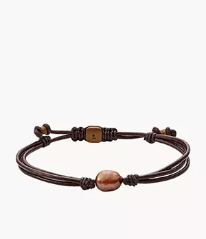 Bracelet multirangs avec perle brune Vintage Casual