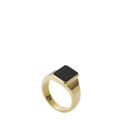 Fossil Men's Dress Gilded Black Onyx Signet Ring