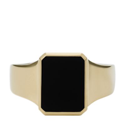 Dress Gilded Black Onyx Signet Ring - JF03927710001 - Fossil