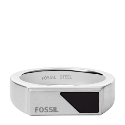 Fossil Men's Dress Gilded Black Onyx Signet Ring