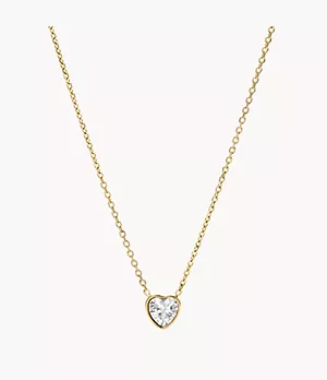 Sutton Valentine Heart Gold-Tone Stainless Steel Station Necklace