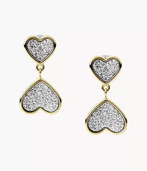 Sutton Classic Valentine Gold-Tone Stainless Steel Heart Stud Earrings