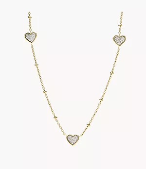 Collar de cadena con corazones Sutton Classic Valentine de acero inoxidable en tono dorado