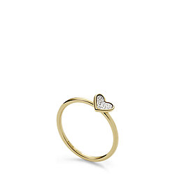 Sutton Classic Valentine Gold-Tone Stainless Steel Heart Center Focal Ring