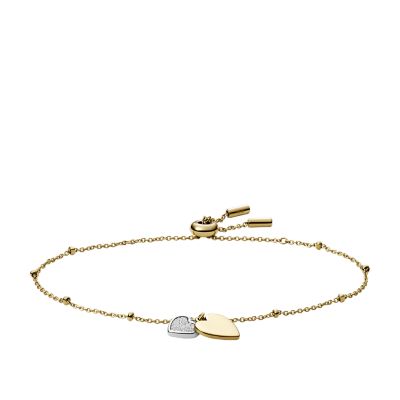 Fossil Women's Sutton Mommy and Me Two-Tone Stainless Steel Heart Chain Bracelet - Gold-Tone