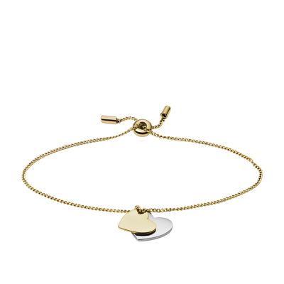 Lane Two Tone Stainless Steel Heart Chain Bracelet