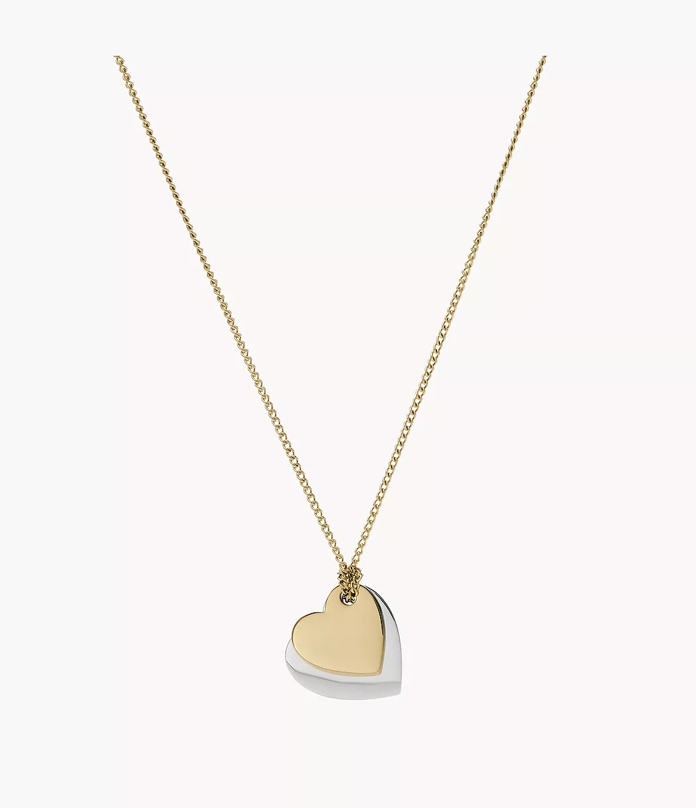 Fossil Women's Lane Two-Tone Stainless Steel Heart Chain Necklace - Gold-Tone