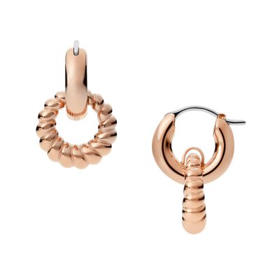 

Fossil Femmes Boucles d’oreilles pendantes Georgia Rope Texture en acier inoxydable doré rose