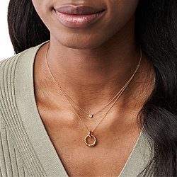 Georgia Rope Texture Rose Gold-Tone Stainless Steel Multi-Strand Necklace