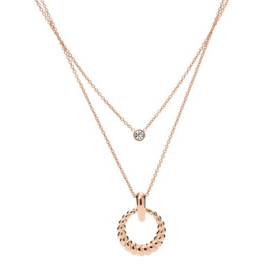 

Fossil Femmes Collier multirang Georgia Rope Texture en acier inoxydable doré rose