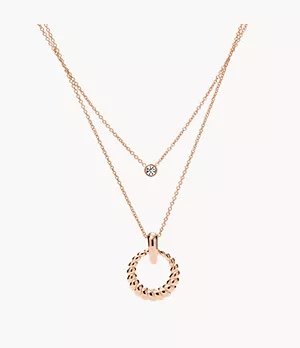 Georgia Rope Texture Rose Gold-Tone Stainless Steel Multi-Strand Necklace