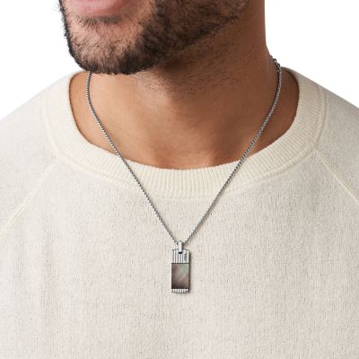 Fossil mens leather on sale necklace