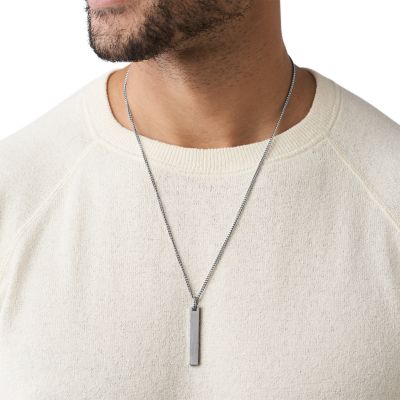 Fossil Men's Vintage Casual Stainless Steel Pendant Necklace - Silver