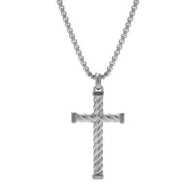 Mens steel sale cross necklace