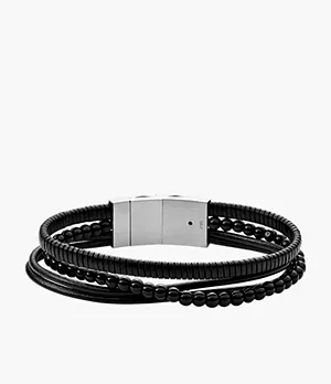 Multistrands Black Leather Multi-Strand Bracelet