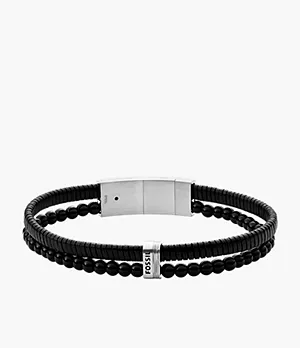 Multistrands Black Leather Multi-Strand Bracelet