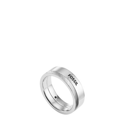 Zakenman het is nutteloos astronaut Chevron Stainless Steel Band Ring - JF03997040001 - Fossil