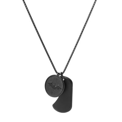 Fossil Men's THE BATMAN™ X FOSSIL Dog Tag Necklace Limited Edition - Black-Tone