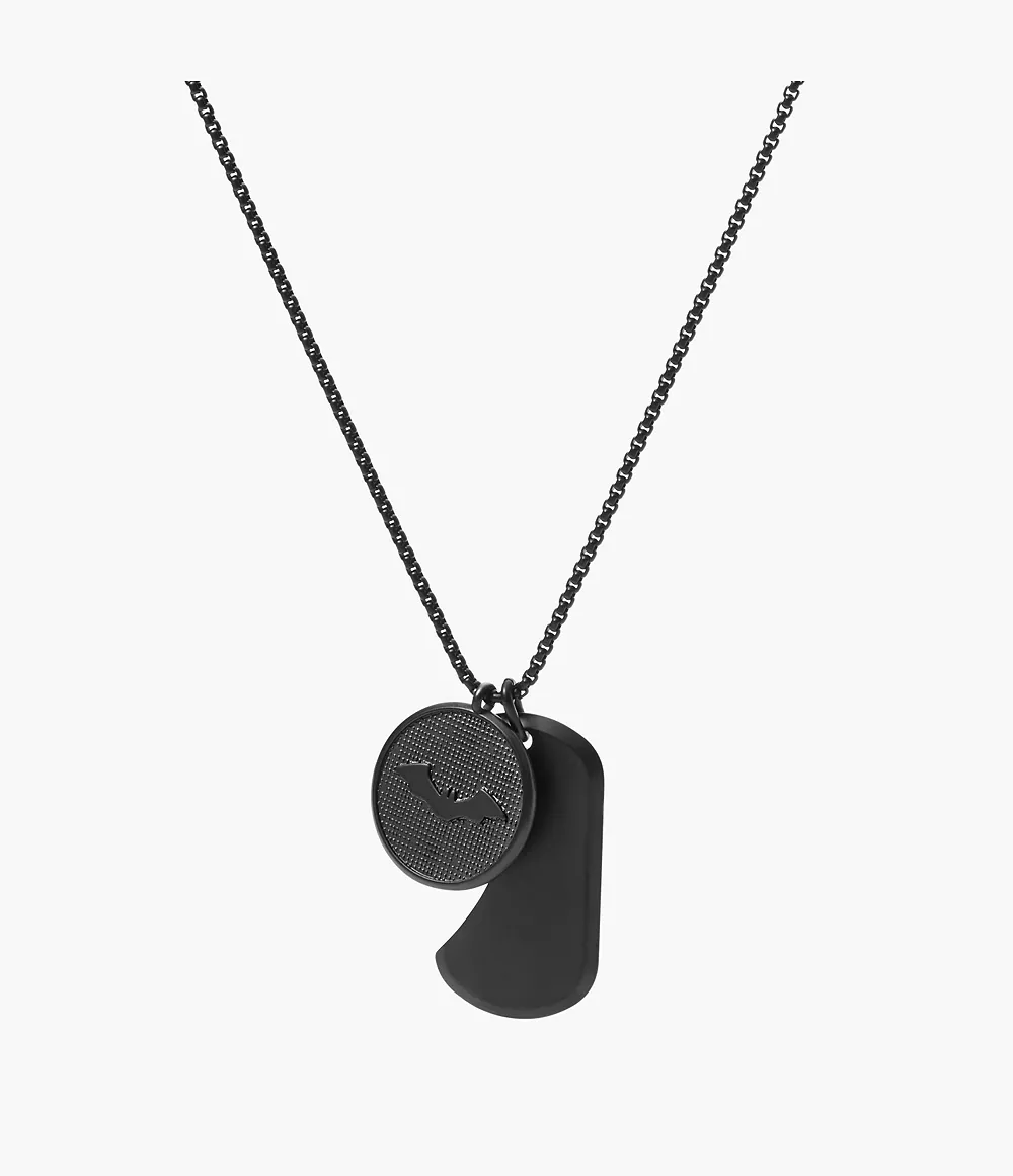 Fossil Men's THE BATMAN™ X FOSSIL Dog Tag Necklace Limited Edition - Black-Tone