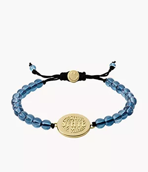 Bracelet de perles Fossil X Smiley® en perles de verre, bleu marine