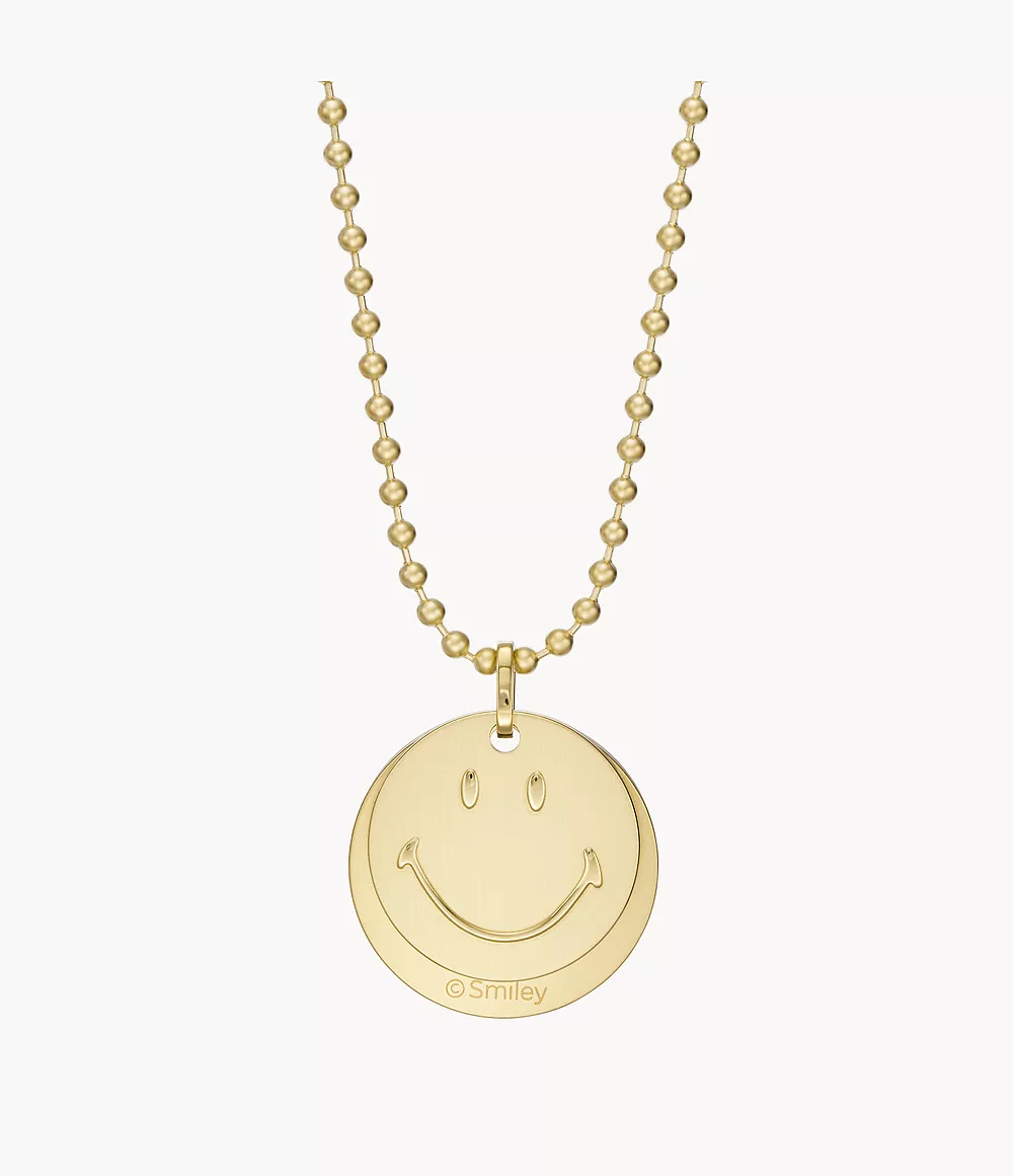 Fossil Men's Fossil X Smiley® Gold-Tone Stainless Steel Pendant Necklace - Gold-Tone