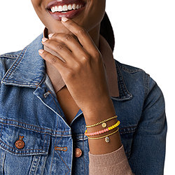 Fossil X Smiley® Multicolor Glass Beads and Mother-of-Pearl Stack Bracelet