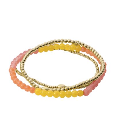 Fossil X Smiley® Armband stackbar Perlmutt Beads Glas mehrfarbig  