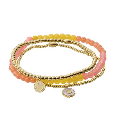 Fossil X Smiley® Armband stackbar Perlmutt Beads Glas mehrfarbig  