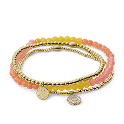 Fossil X Smiley® Multicolor Glass Beads and Mother-of-Pearl Stack Bracelet