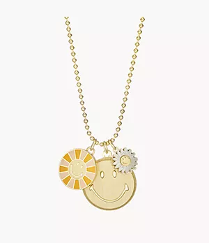 Fossil X Smiley® Enamel and Mother-of-Pearl Pendant Necklace