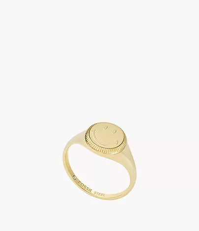 Fossil X Smiley® Gold-Tone Stainless Steel Signet Ring