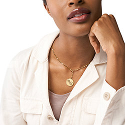 Georgia Vintage Flower Gold-Tone Stainless Steel Y-Neck Necklace