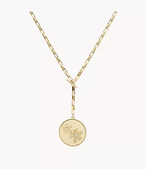 Georgia Vintage Flower Gold-Tone Stainless Steel Y-Neck Necklace