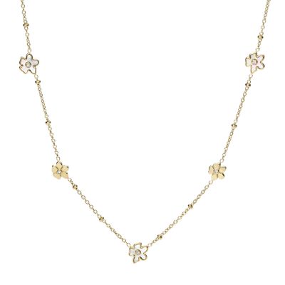 Flower Pearl Station Necklace