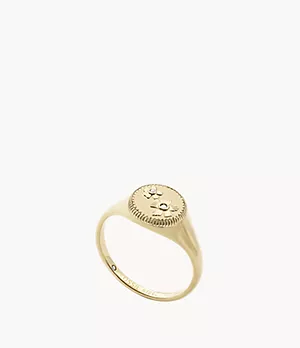Georgia Vintage Flower Gold-Tone Stainless Steel Signet Ring