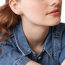 Val Vintage Vacation Gold-Tone Stainless Steel Stud Earrings